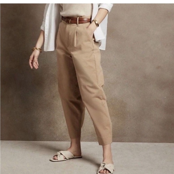 Banana Republic Relaxed pleated crop authentic chino pants barrel balloon safari - Picture 12 of 16